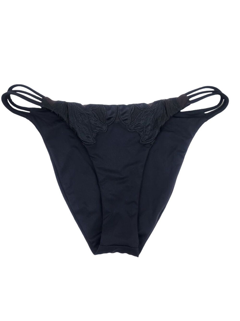 L*Space Claude Classic Black Floral Accent Bikini Swim Bottom NWT Size S